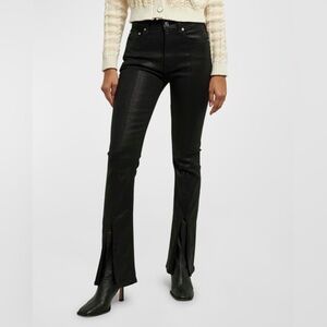 DEREK LAM 10 CROSBY Lucia High Rise Split Kick Flare Jeans In Coated Black - 31